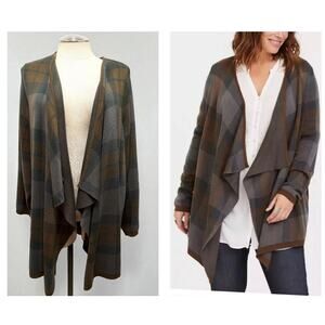 Torrid Size 1 (1X) Outlander Tartan Plaid‎ Drape Open Front Cardigan Sweater Top